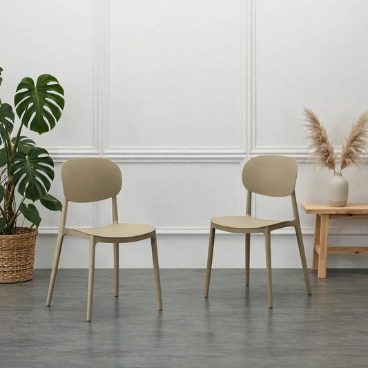 Set de 2 Sillas Milán, Color Khaki, con Espaldar y Diseño Moderno