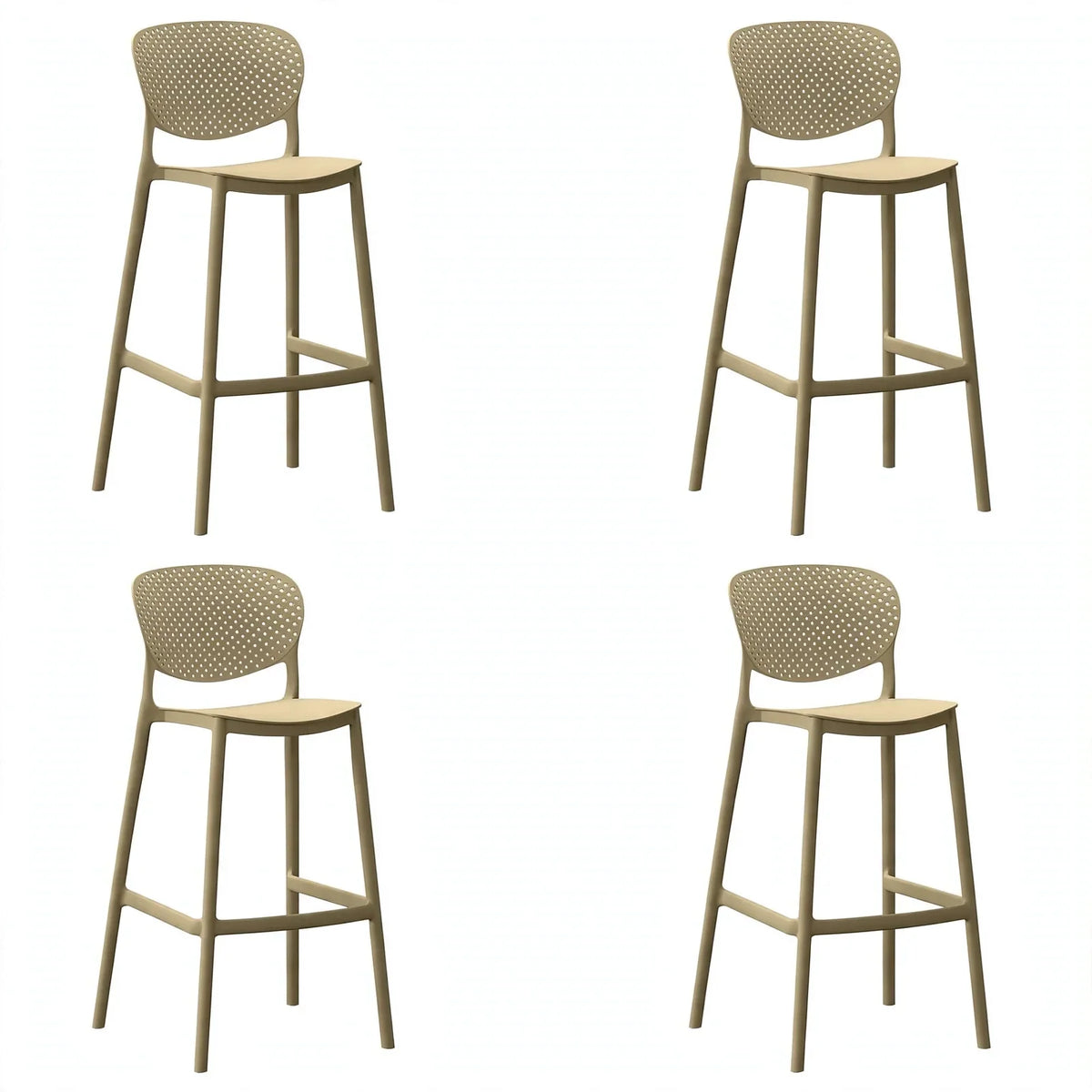 Set de 4 Sillas para Bar Río, Color Khaki, Diseño Moderno