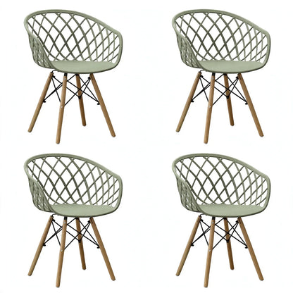 Set de 4 Sillas Oasis con Brazos, Color Verde, con Espaldar