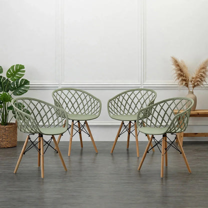 Set de 4 Sillas Oasis con Brazos, Color Verde, con Espaldar