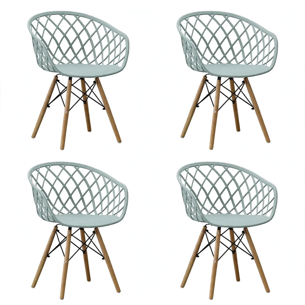 Set de 4 Sillas Oasis con Brazos, Color Azul Claro, con Espaldar