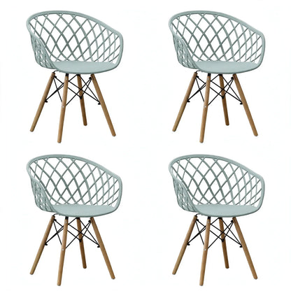 Set de 4 Sillas Oasis con Brazos, Color Azul Claro, con Espaldar