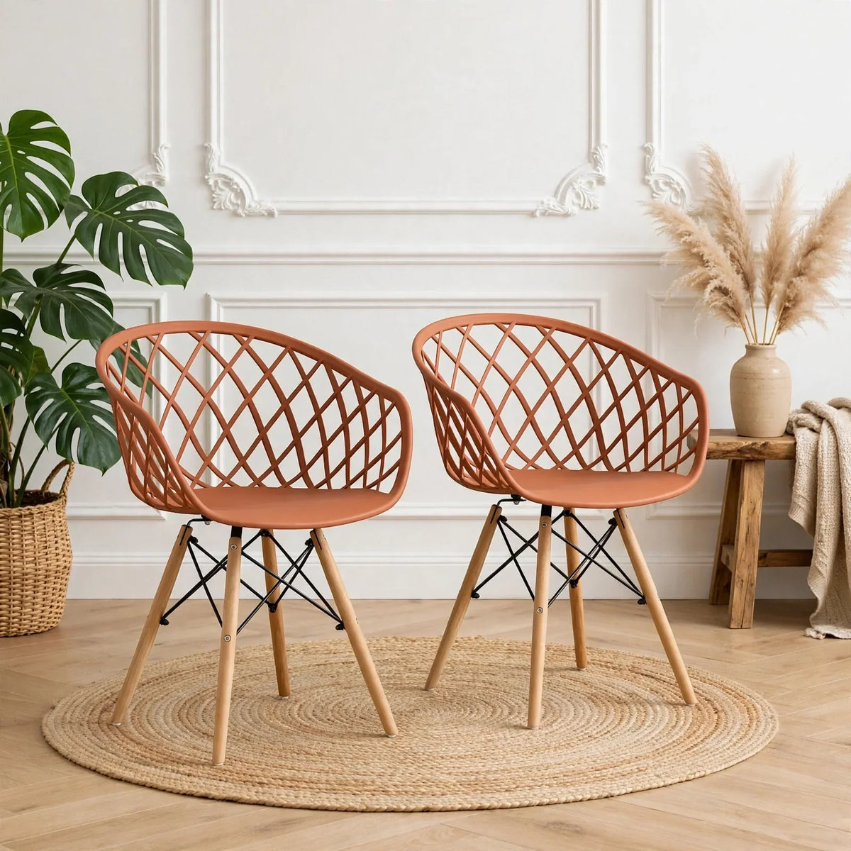 Set de 2 Sillas Oasis con Brazos, Color Terracota, con Espaldar