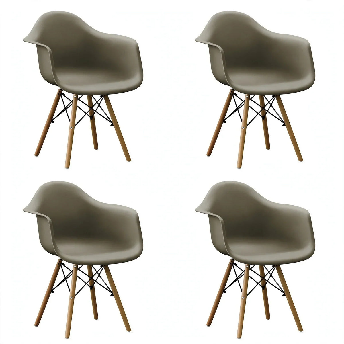 Set de 4 Sillas Eymos , Color Taupe, con Espaldar y Patas en Madera