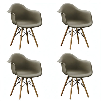 Set de 4 Sillas Eymos , Color Taupe, con Espaldar y Patas en Madera