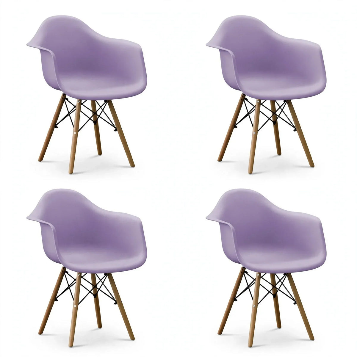 Set de 4 Sillas Eymos , Color Lila, con Espaldar y Patas en Madera