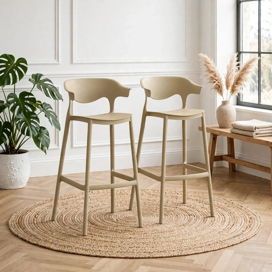 Set de 2 Sillas para Bar Elena, Color Khaki, Diseño Moderno