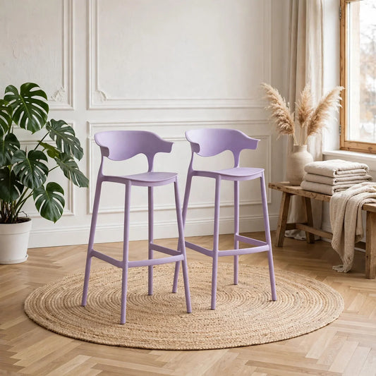 Set de 2 Sillas para Bar Elena, Color Lila, Diseño Moderno