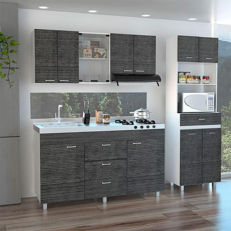 Cocina Integral Venecia color Gris y Blanco.