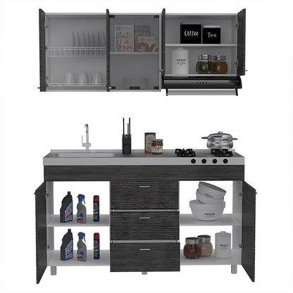 Cocina Integral Venecia color Gris y Blanco.