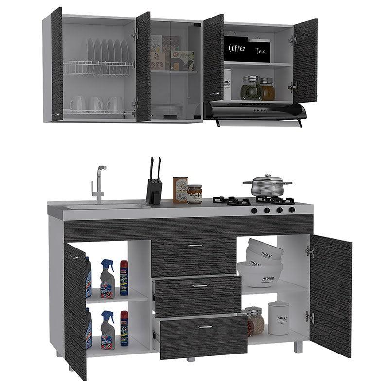 Cocina Integral Venecia color Gris y Blanco.