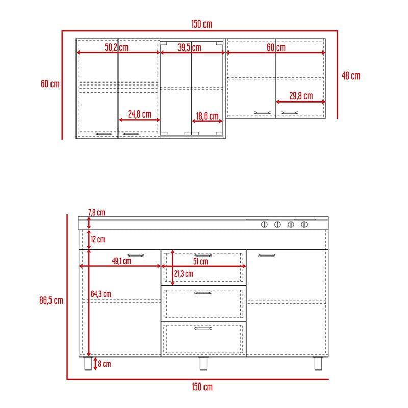 Cocina Integral Venecia color Gris y Blanco.