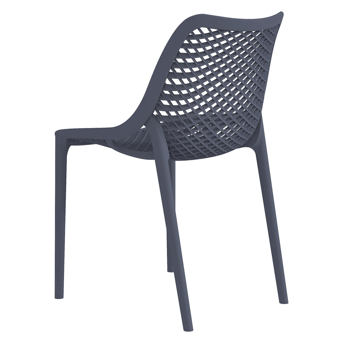 Silla Miame, Gris Oscuro, con Espaldar y Reposa Brazos, detalle de acabado
