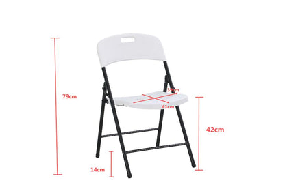 Set de 4 Sillas Plegable Dako, Blanco, Espaldar y Asiento en Material Plástico y Patas Metálicas