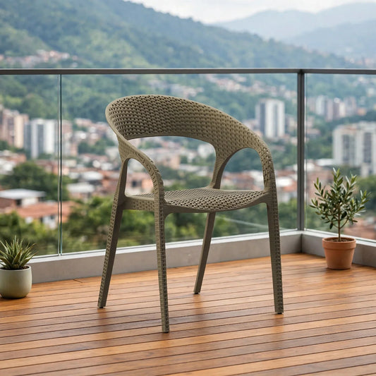Silla Axel, Taupe, con Espaldar, Reposa Brazos y con Textura Trenzada