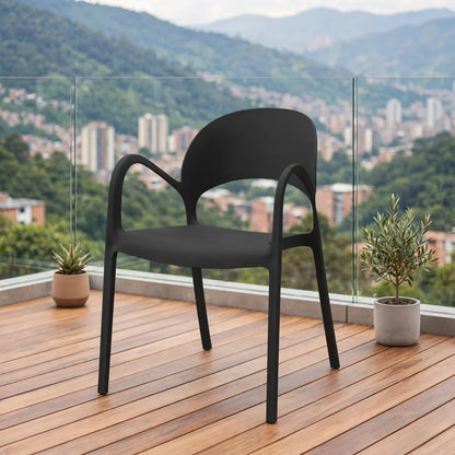 Silla Bremen, Negra, con Espaldar, Reposa Brazos y Diseño Minimalista
