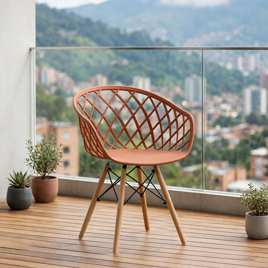 Silla Oasis con Brazos, Color Terracota, con Espaldar