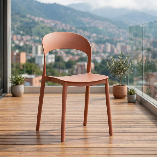 Silla Sevilla, Color Salmón, con Espaldar Liso y Diseño Minimalista
