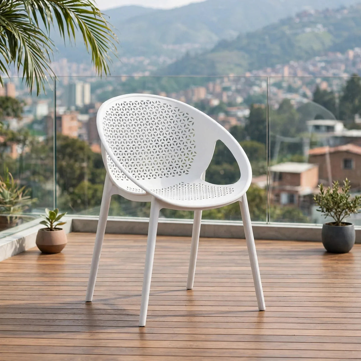 Silla Selva con Brazos, Color Blanco, con Espaldar