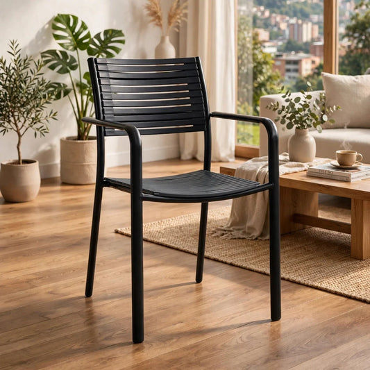 Sillas Comedor Exterior Oasis, Negro, con Cómodo Espaldar