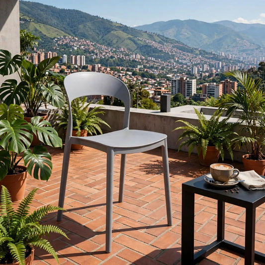 Silla Patrick, Color Gris Oscuro, con Espaldar y Diseño Moderno
