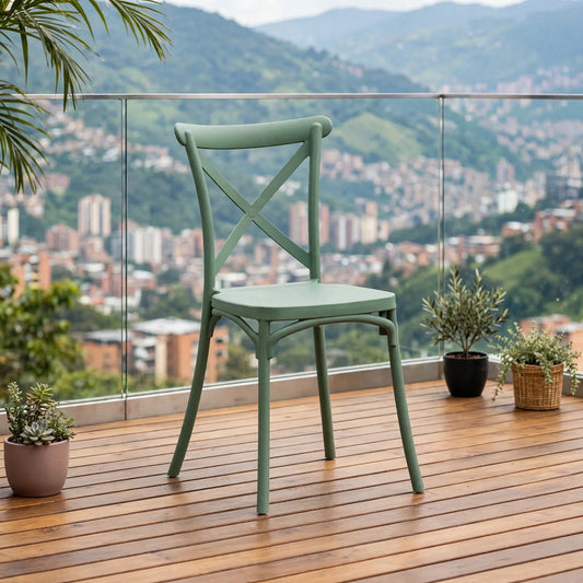Silla Betany, Color Verde Olivo, con Espaldar y Diseño Minimalista