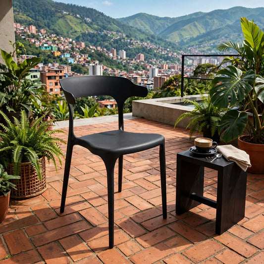 Silla Elena, Color Negro, con Espaldar y Diseño Moderno