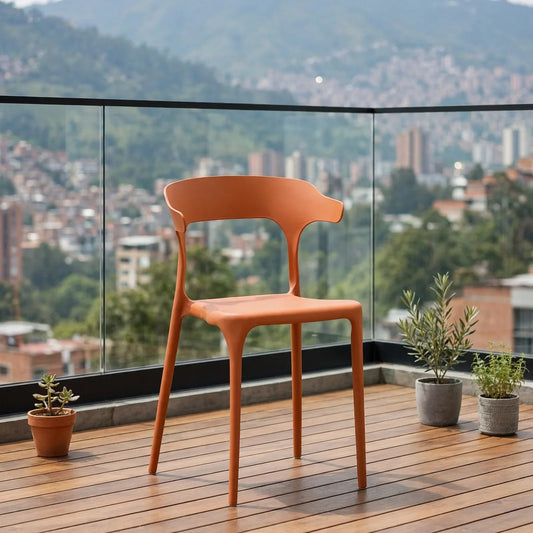 Silla Elena, Color Terracota, con Espaldar y Diseño Moderno