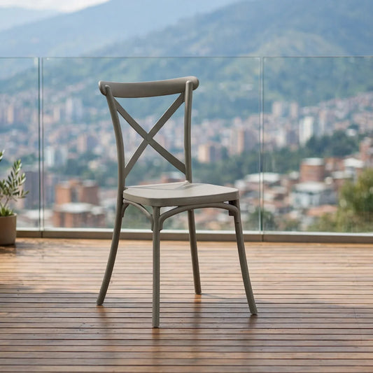 Silla Betany, Color Taupe, con Espaldar y Diseño Minimalista