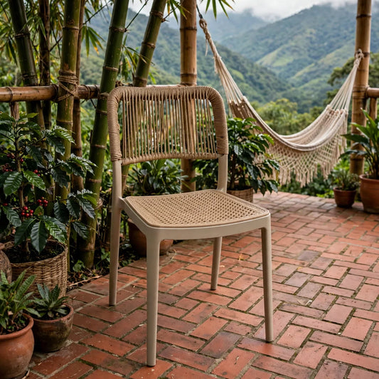 Silla Austin, Color Taupe, con Espaldar Tejido