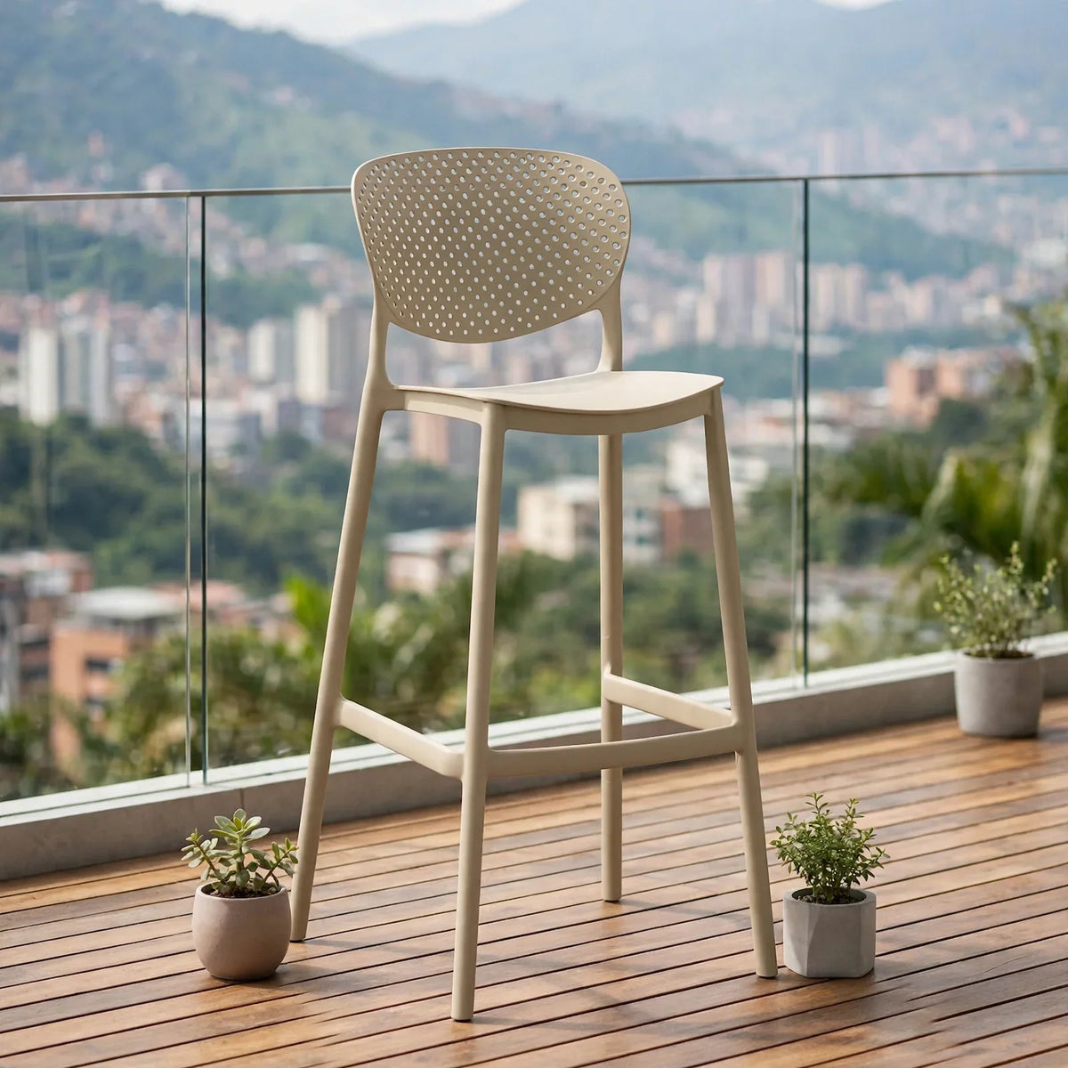 Silla para Bar Río, Color Khaki, Diseño Moderno