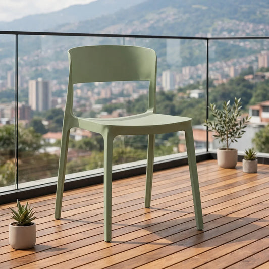 Silla Mónaco, Color Verde, con Espaldar y Diseño Moderno