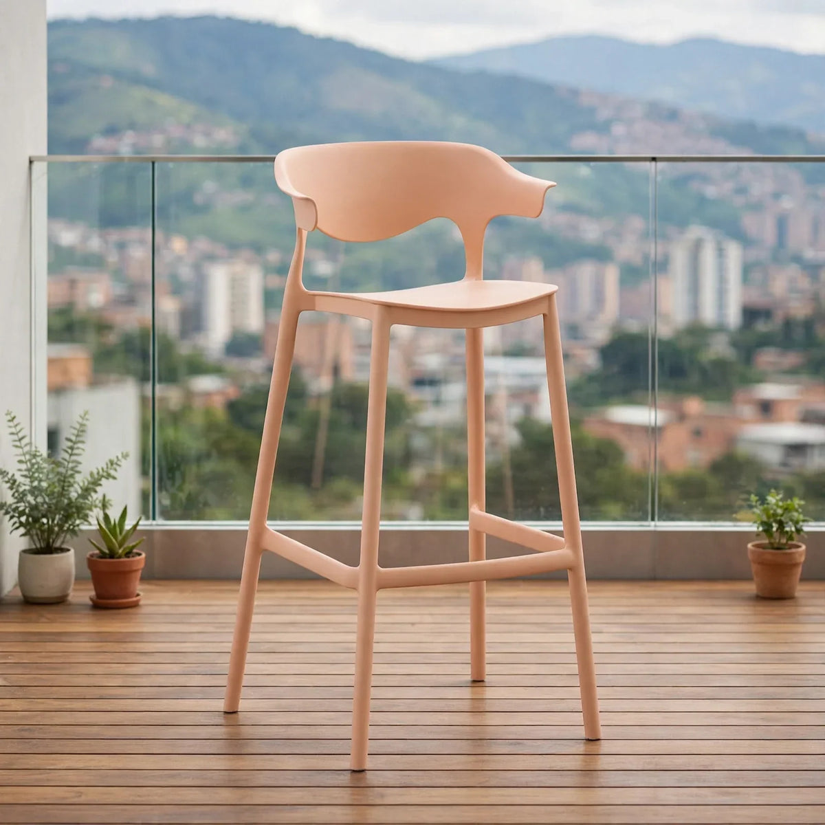 Silla para Bar Elena, Color Mandarina, Diseño Moderno
