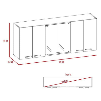 Gabinete Superior Vega color Blanco y Wengue para Cocina.