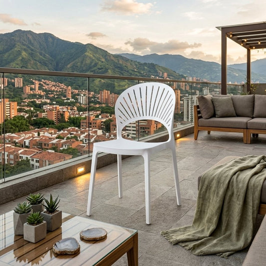 Silla Paraíso, Color Blanco, con Espaldar y Diseño Moderno
