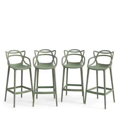 Set de 4 Sillas para Bar Palermo, Verde, con Reposa Pies Doble Propósito